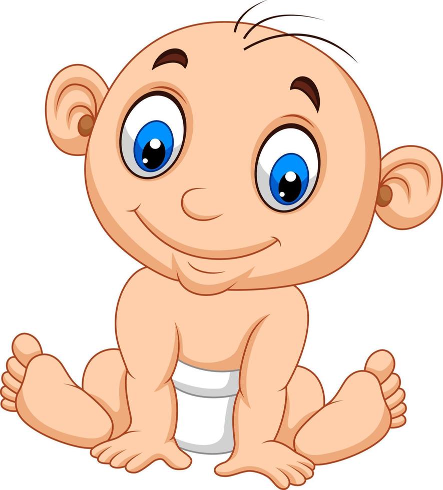 Cartoon baby boy sitting vector