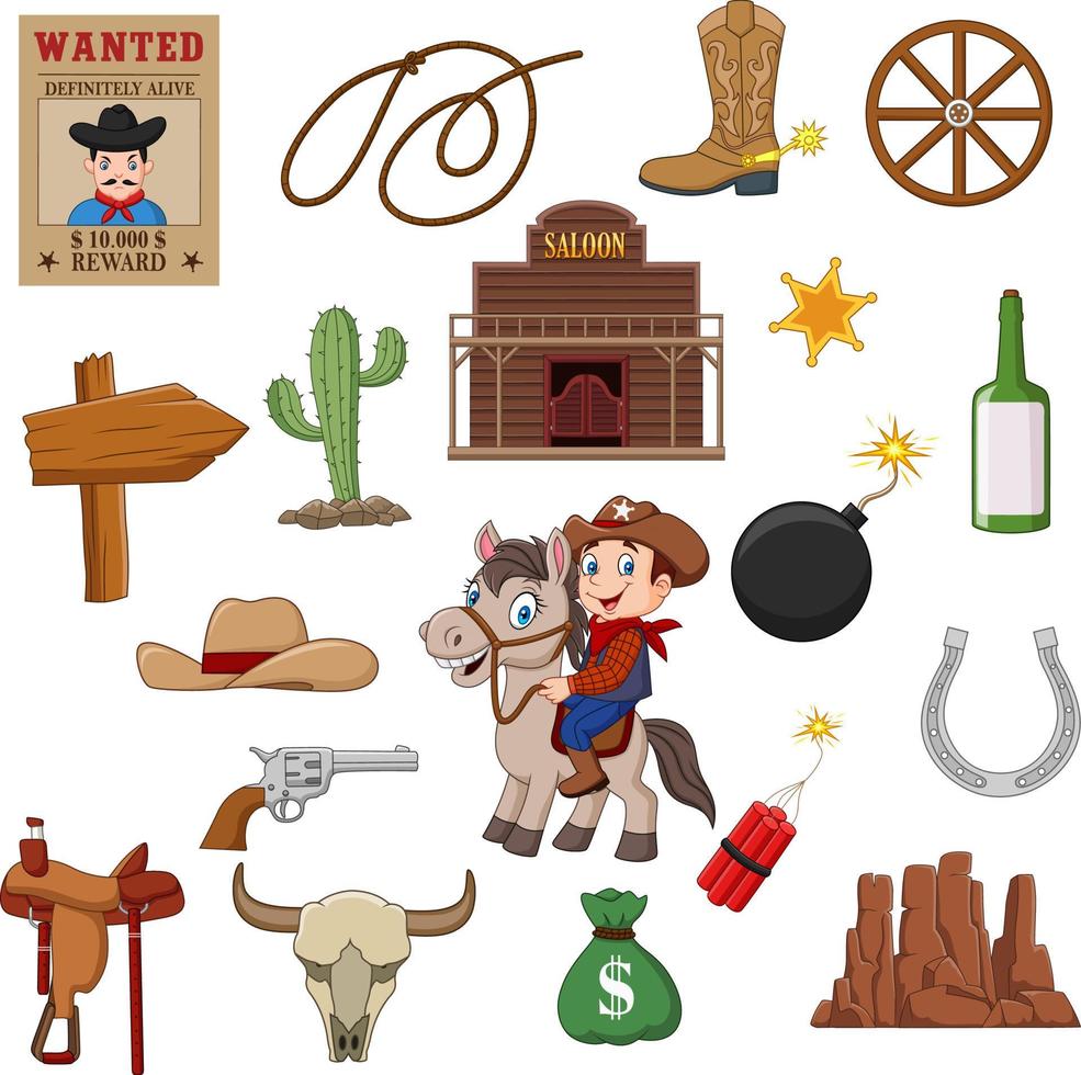 Wild west western collection set vector