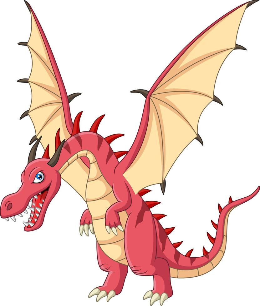 dragón rojo de dibujos animados sobre fondo blanco vector