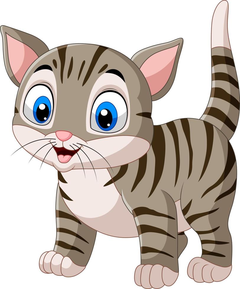 Cartoon funny cat isolated on white background vector