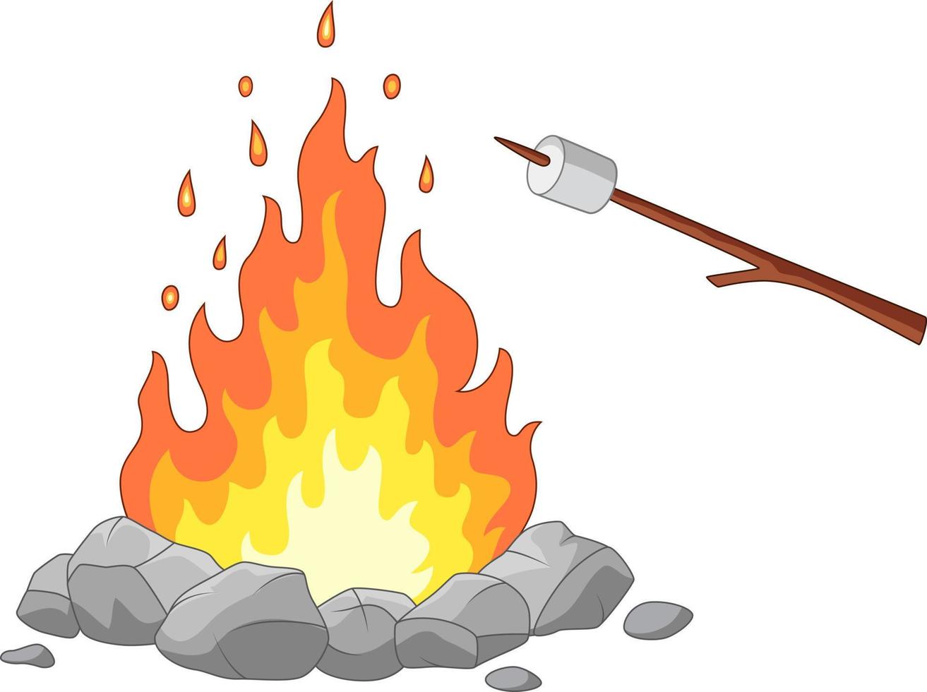 Campfire and marshmallow roast on a stick vector