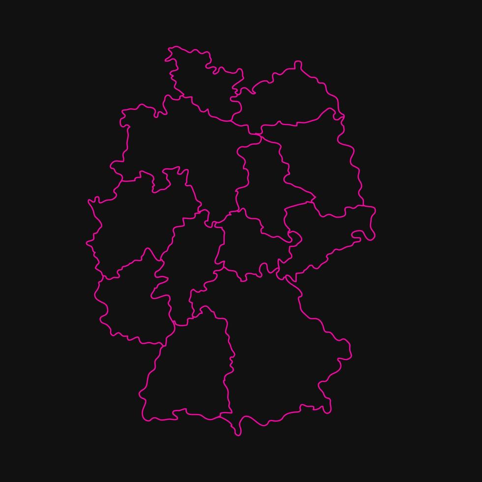 Alemania mapa con regiones sobre un fondo blanco. vector