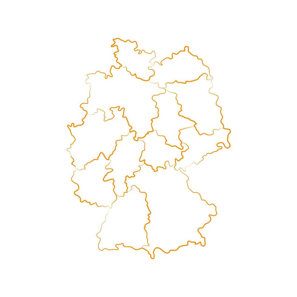 Alemania mapa con regiones sobre un fondo blanco. vector