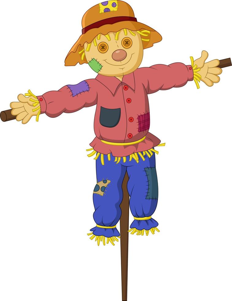 Cartoon Scarecrow isolated on white background vector