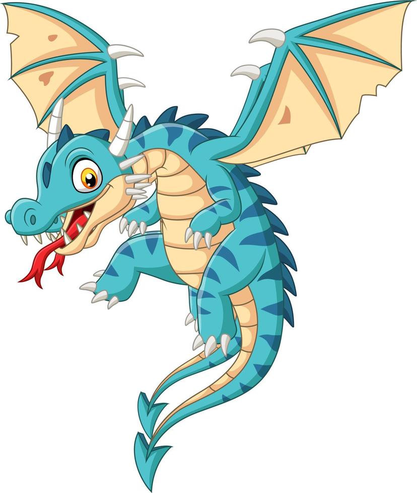Cartoon baby dragon flying on white background vector