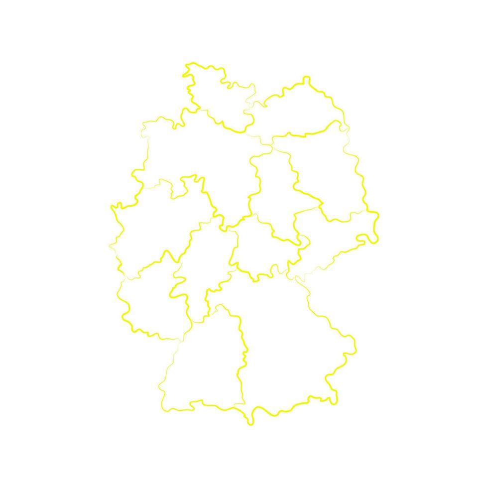 Alemania mapa con regiones sobre un fondo blanco. vector