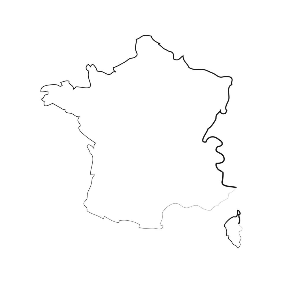 Francia mapa sobre fondo blanco. vector