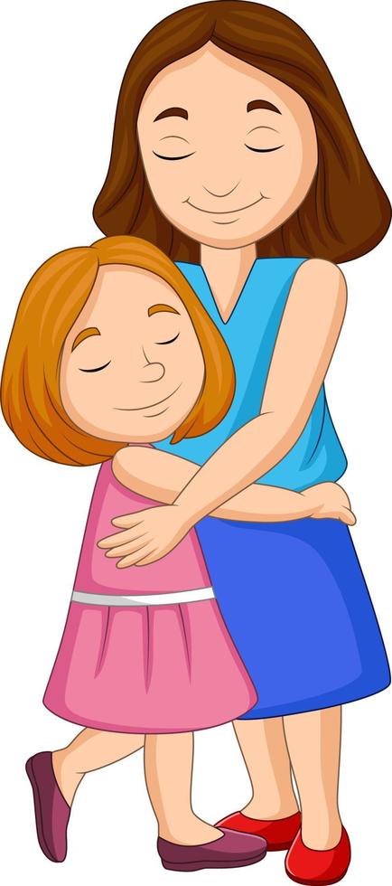 Illustration of Mother and daughter hugging vector