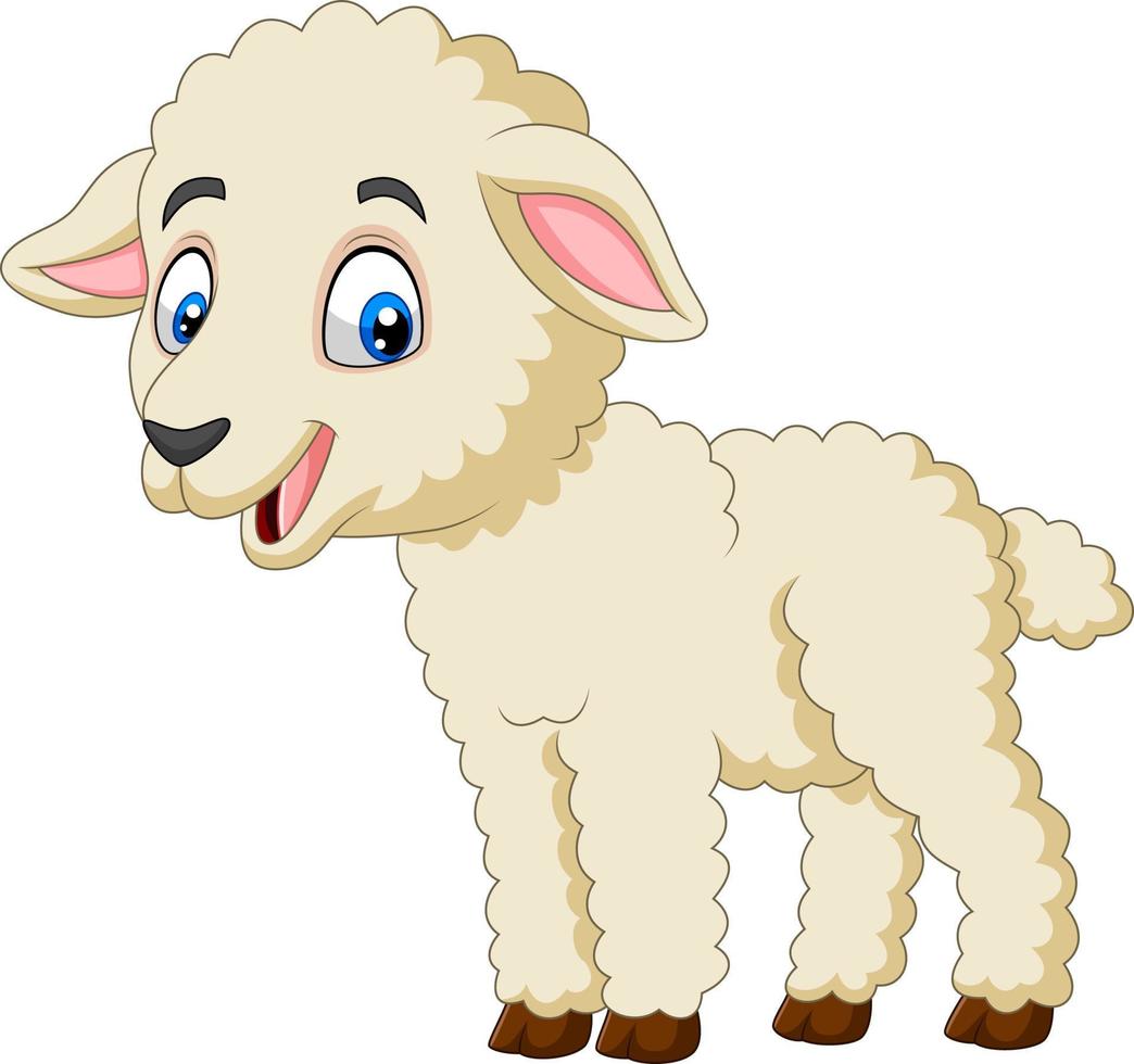Cartoon happy lamb isolated on white background vector