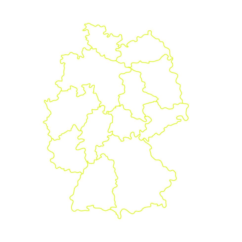 Alemania mapa con regiones sobre un fondo blanco. vector