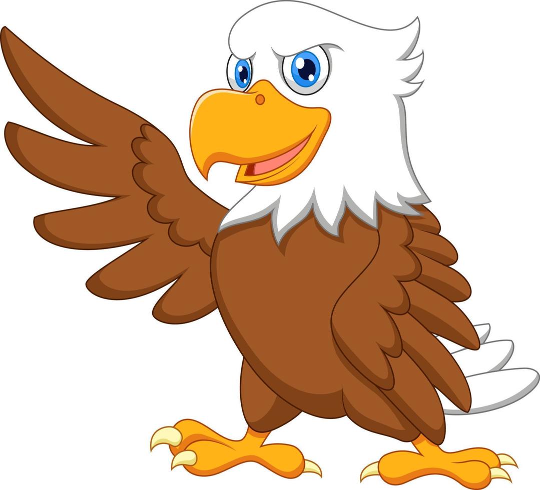Cartoon eagle waving wing vector