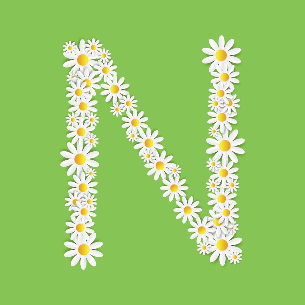 Flora Daisy Design Alphabet Vector Illustartion