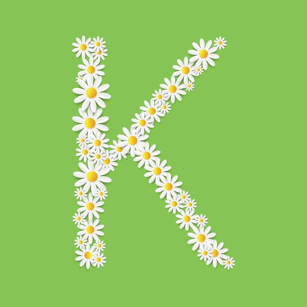 Flora Daisy Design Alphabet Vector Illustartion