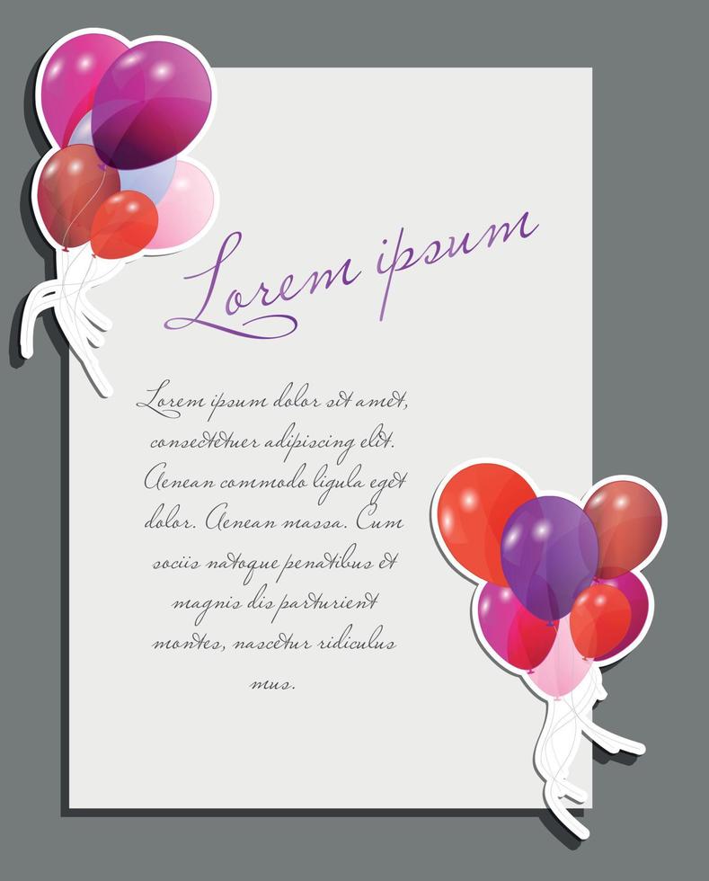 Celebrating blank page with balloons vector illustration