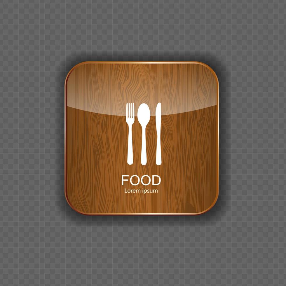 iconos de aplicaciones de madera para alimentos y bebidas vector