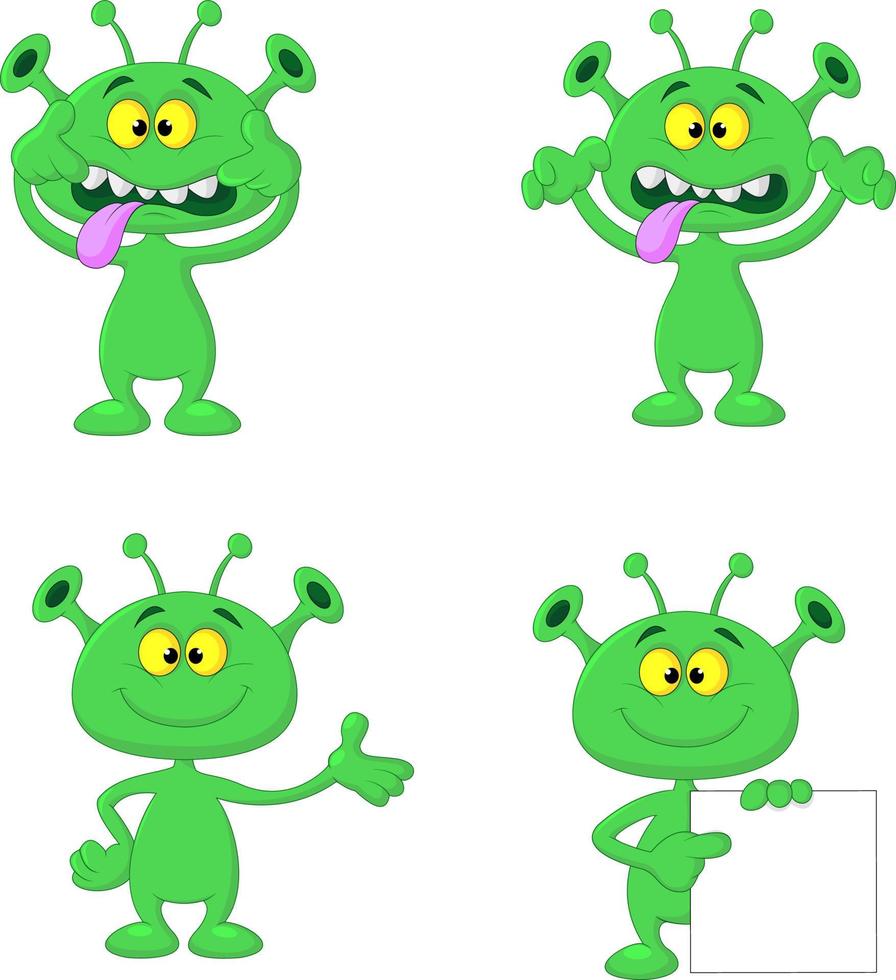 extraterrestre verde de dibujos animados vector