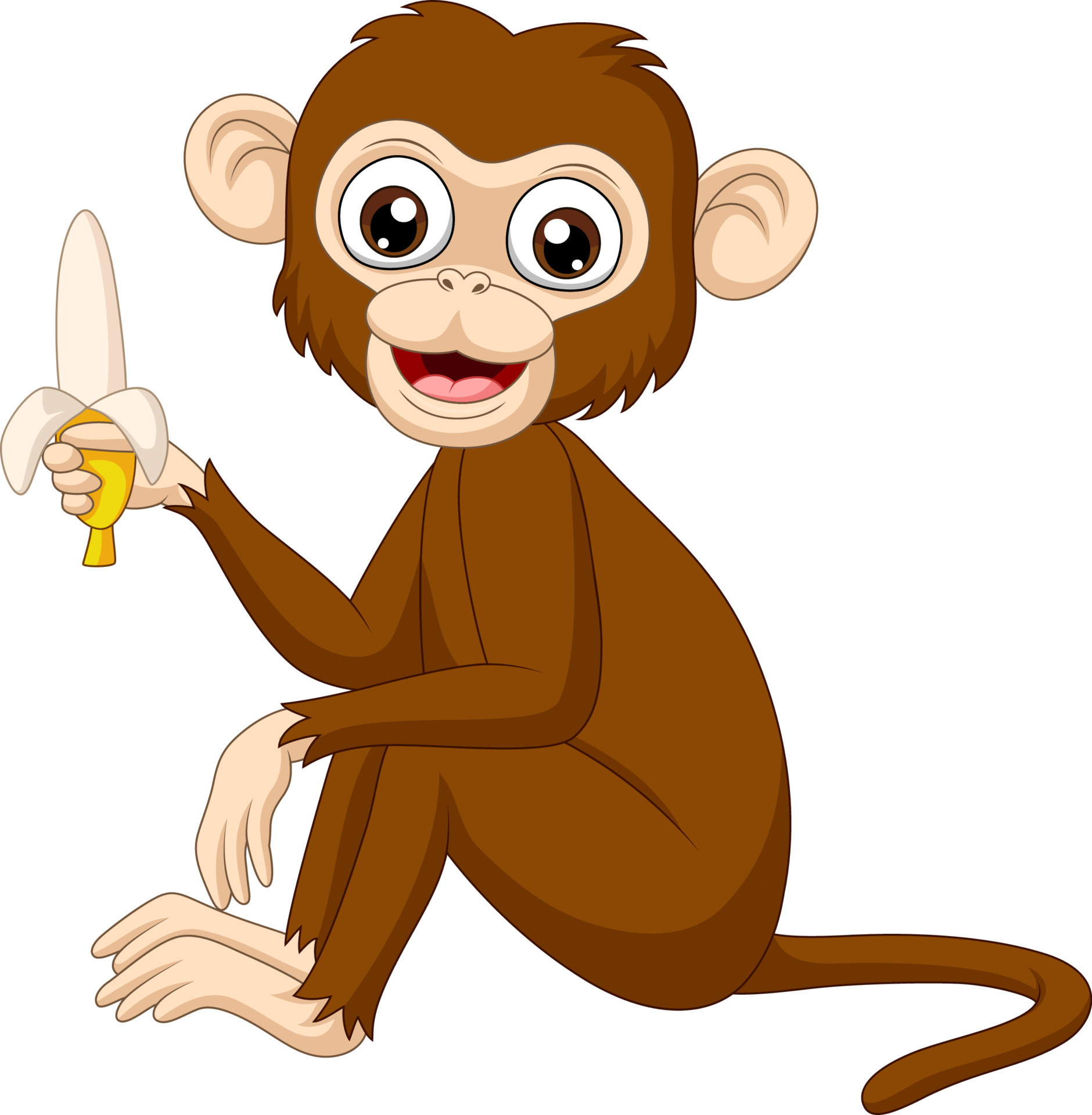 Cartoon funny monkey holding banana 8389799 Vector Art at Vecteezy