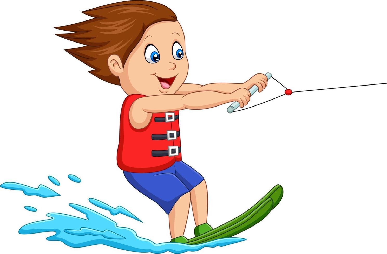Cartoon boy playing water ski vector