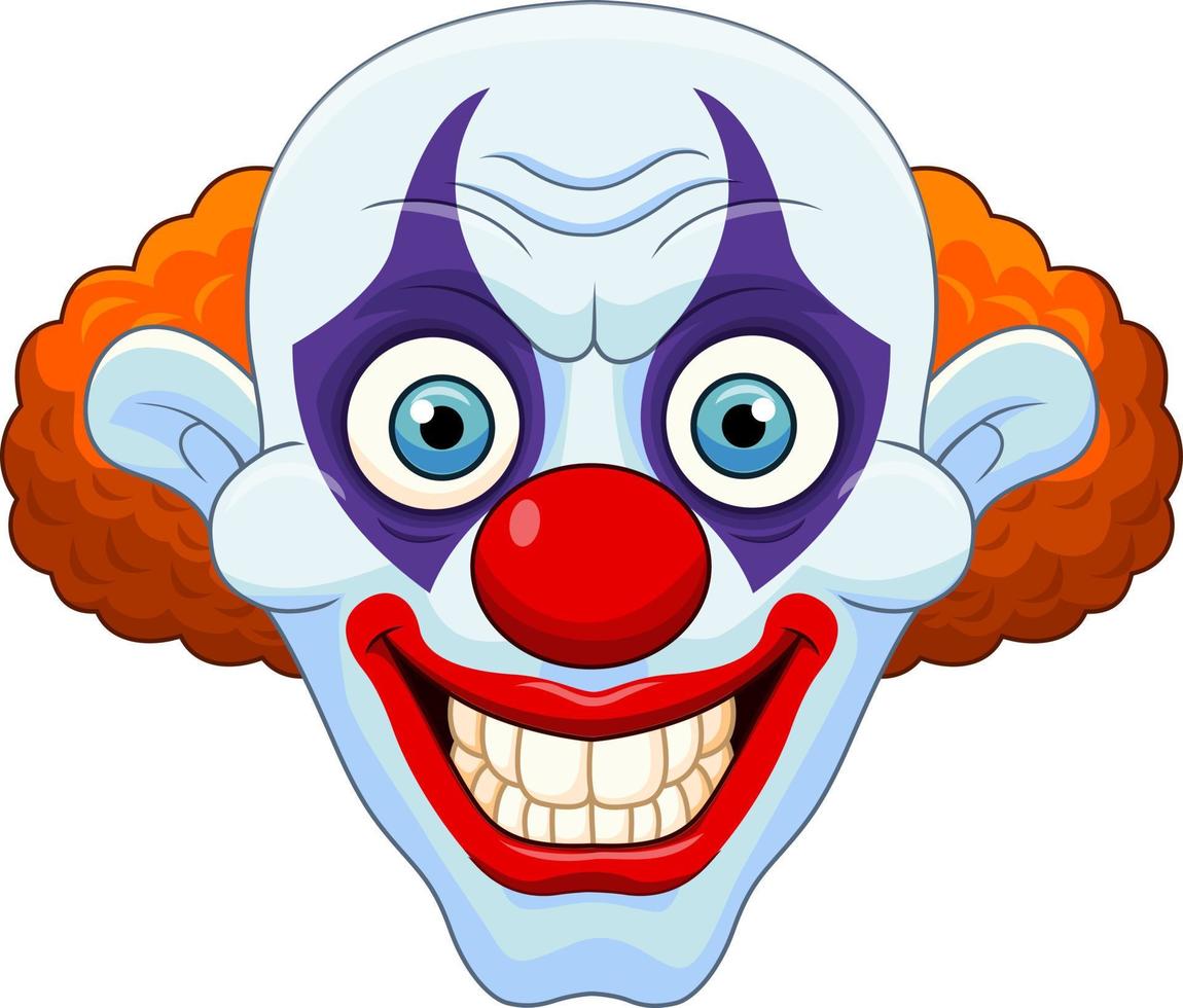 Cartoon scary clown head on white background vector