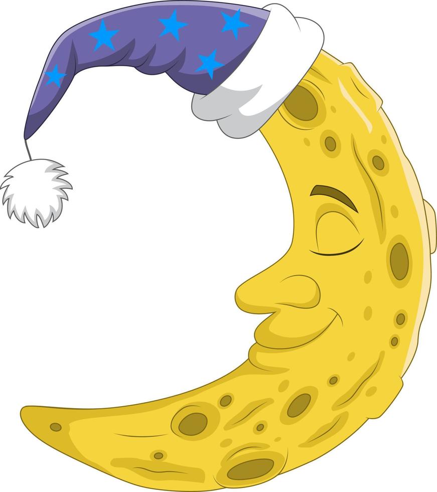 Cute crescent moon using sleeping cap vector