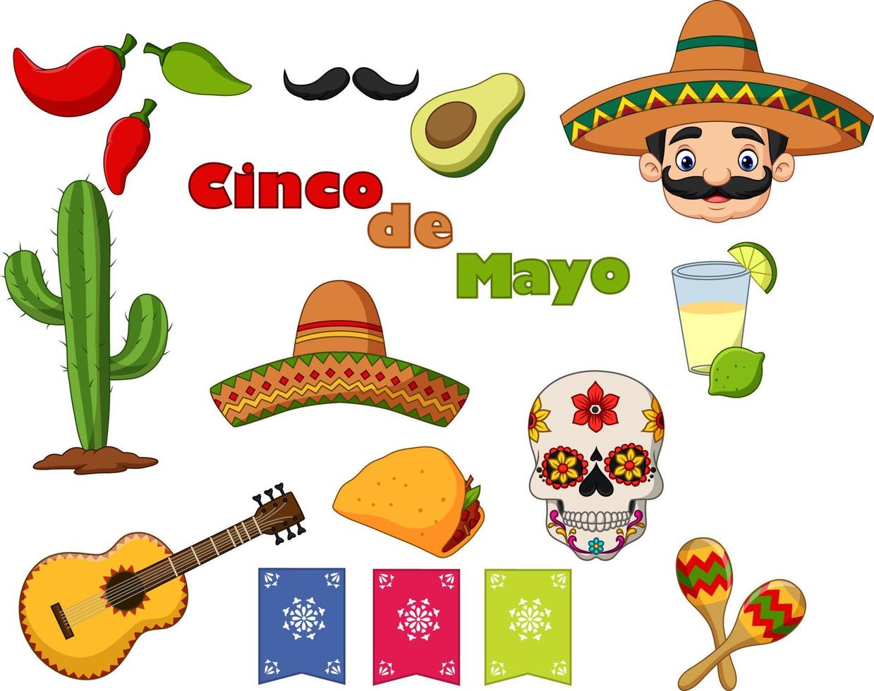 colección de elementos de diseño de cinco de mayo vector