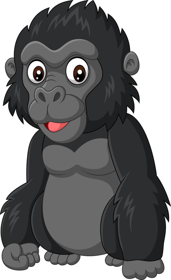 gorila bebé de dibujos animados sobre fondo blanco vector
