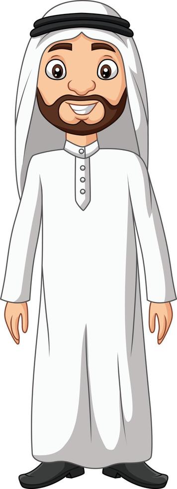 Cartoon Saudi Arab man in white clothes vector
