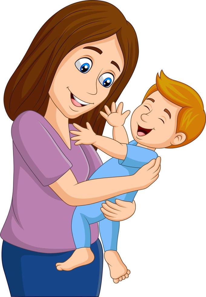 niño feliz con su madre vector