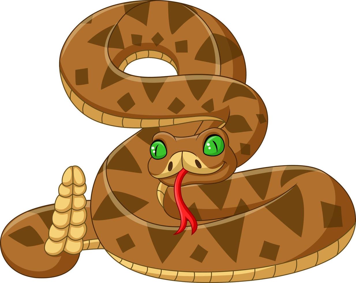serpiente marrón de dibujos animados sobre fondo blanco vector