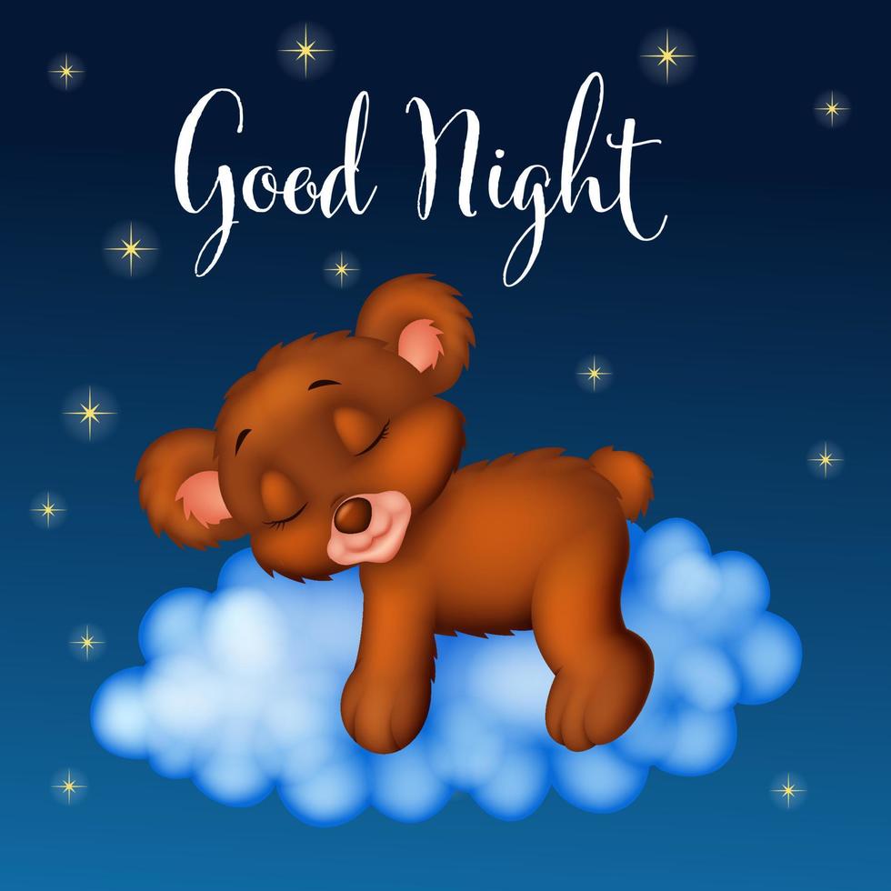 Baby bear sleeping on the cloud 8390411 Vector Art at Vecteezy