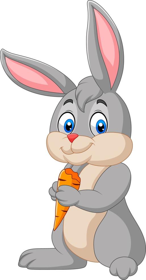 Cartoon rabbit holding a carrot vector