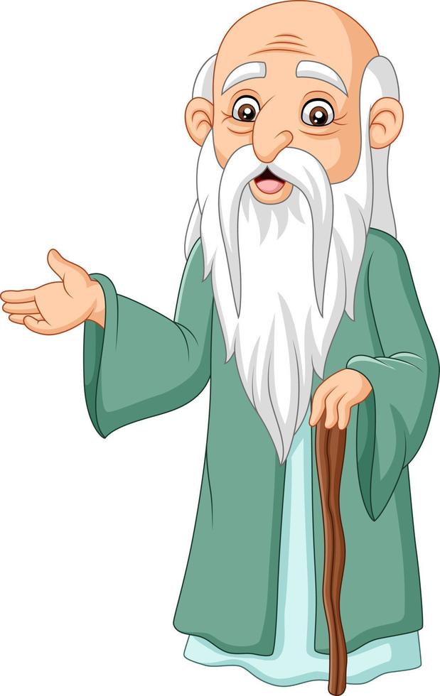 Cartoon philosopher thinker on white background vector
