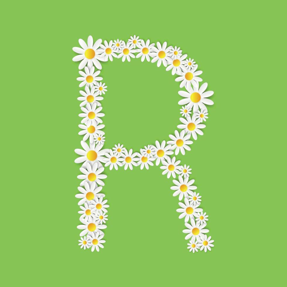 Flora Daisy Design Alphabet Vector Illustartion