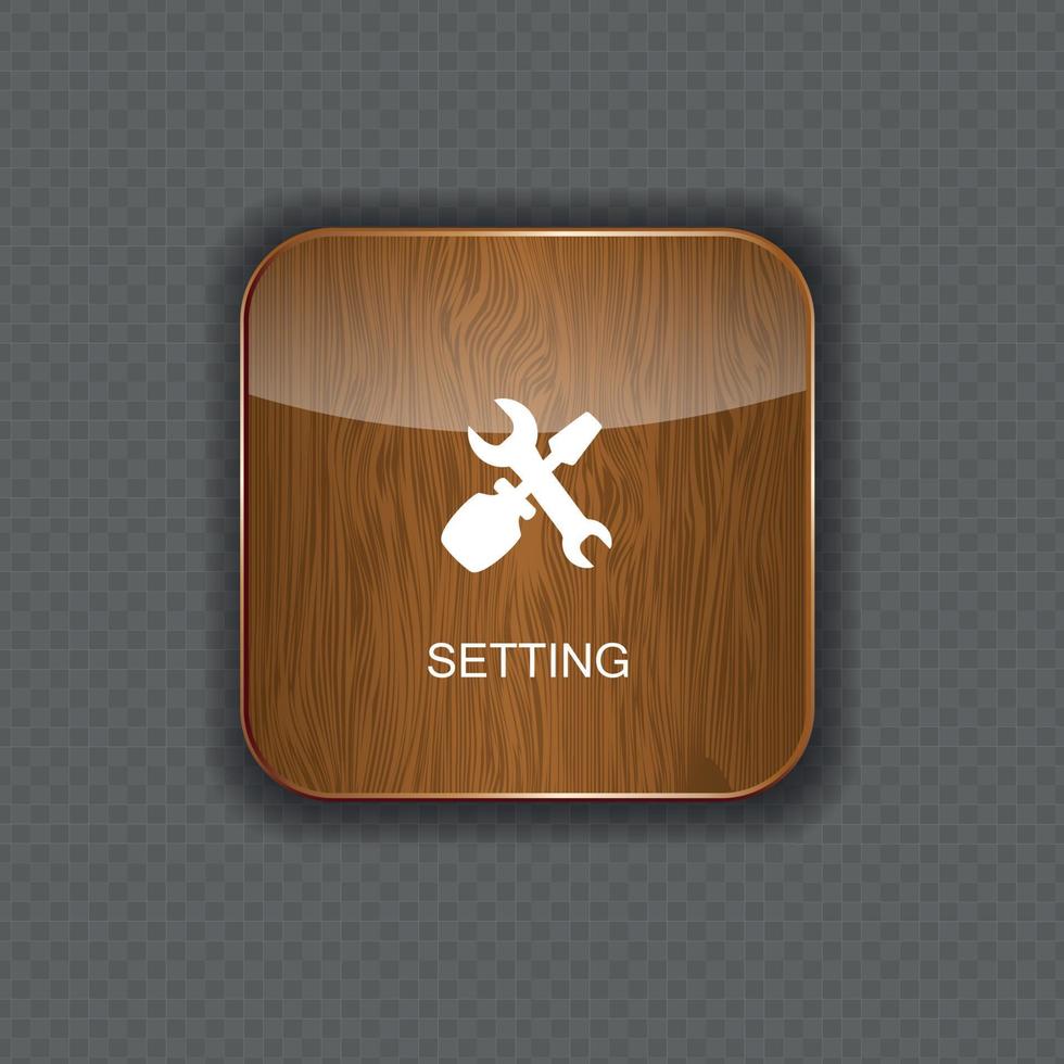 Setting wood  application icons vector