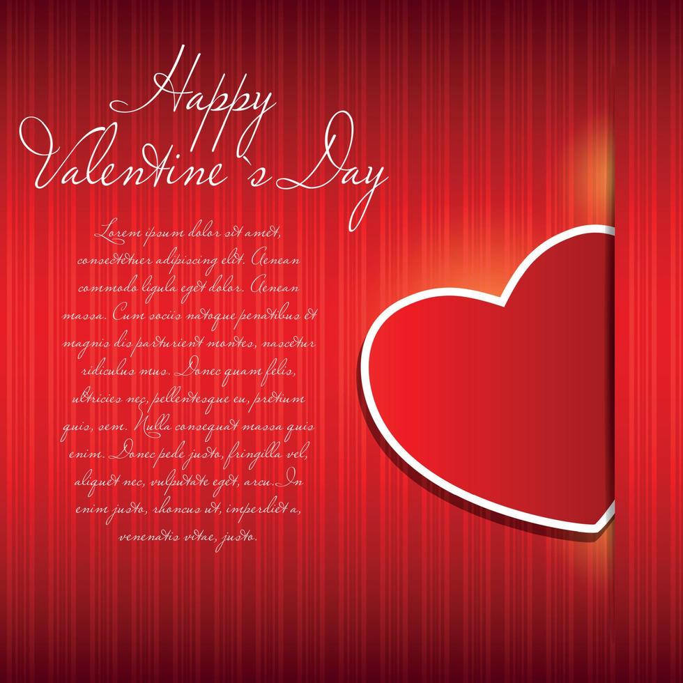 Happy Valentines Day card with heart. Vector illustration