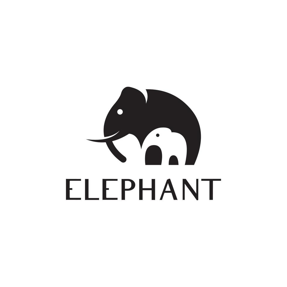 Elephant logo parent and baby elephant vector template.