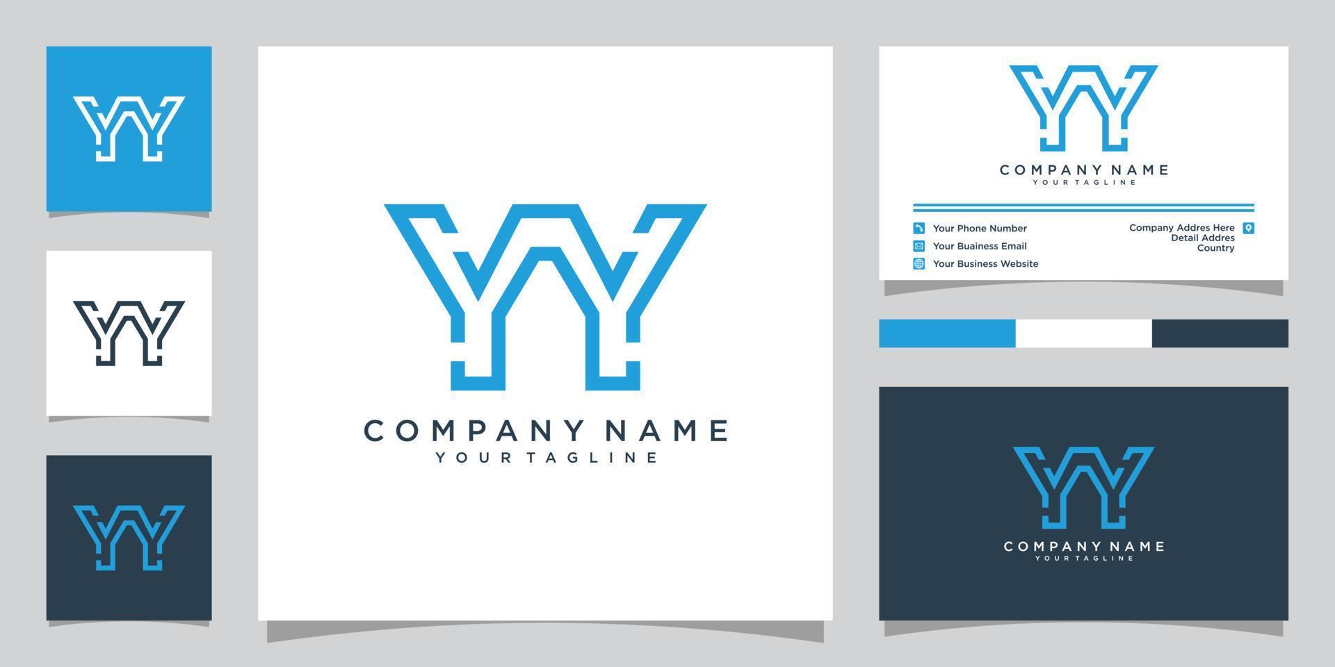 letter YY logo design vector with business card.