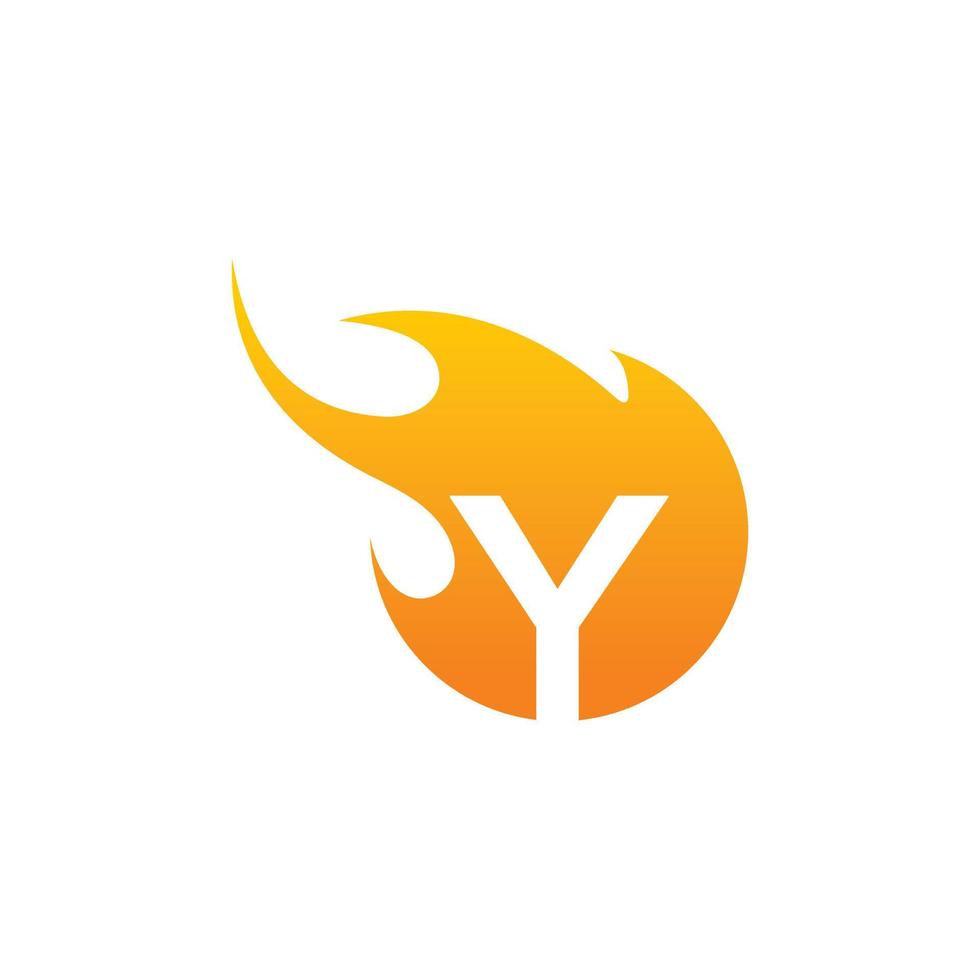 Initial Y letter with fire logo Vector design.