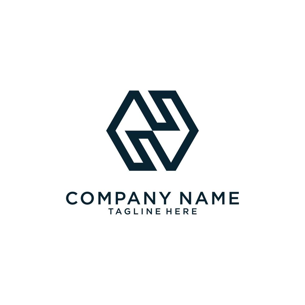 Initial letter N or NN logo design hexagon shape. vector