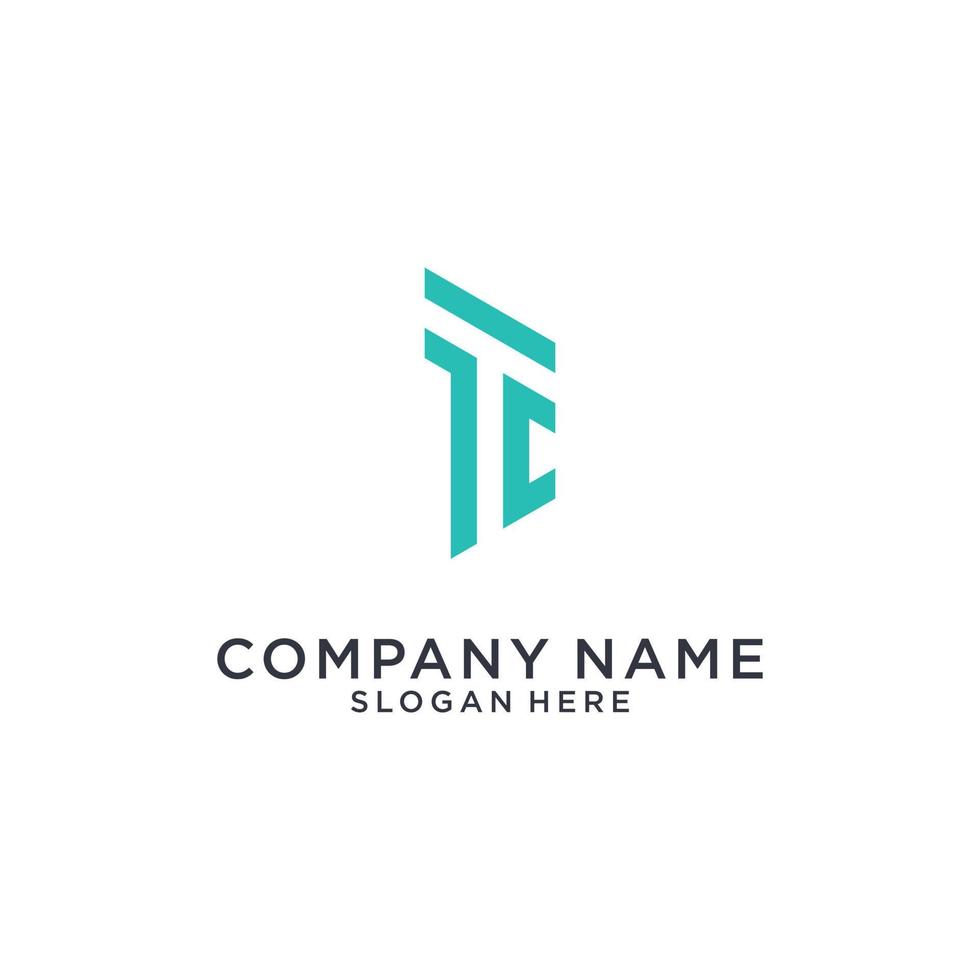 TC or CT initial letter logo design template. vector