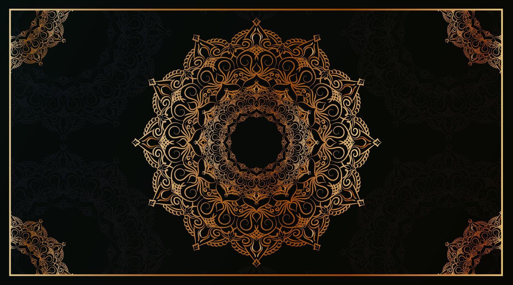 mandala background, dark and gold combination vector