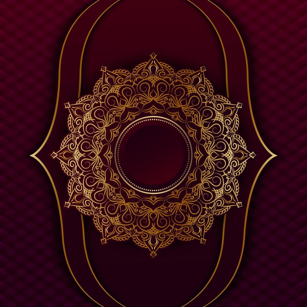 mandala background, maroon and gold vector