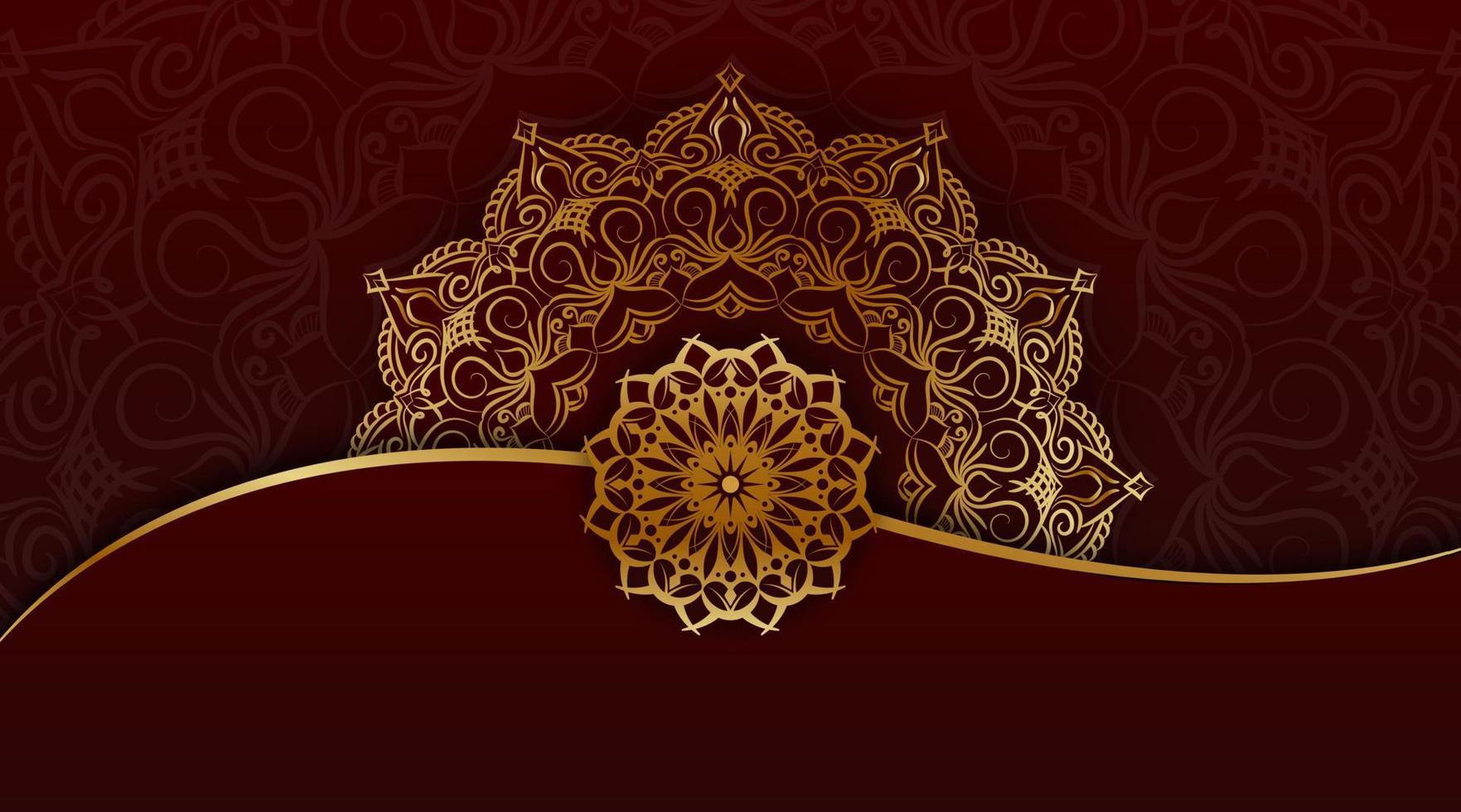 luxury maroon background, with golden mandala 8390789 Vector Art at