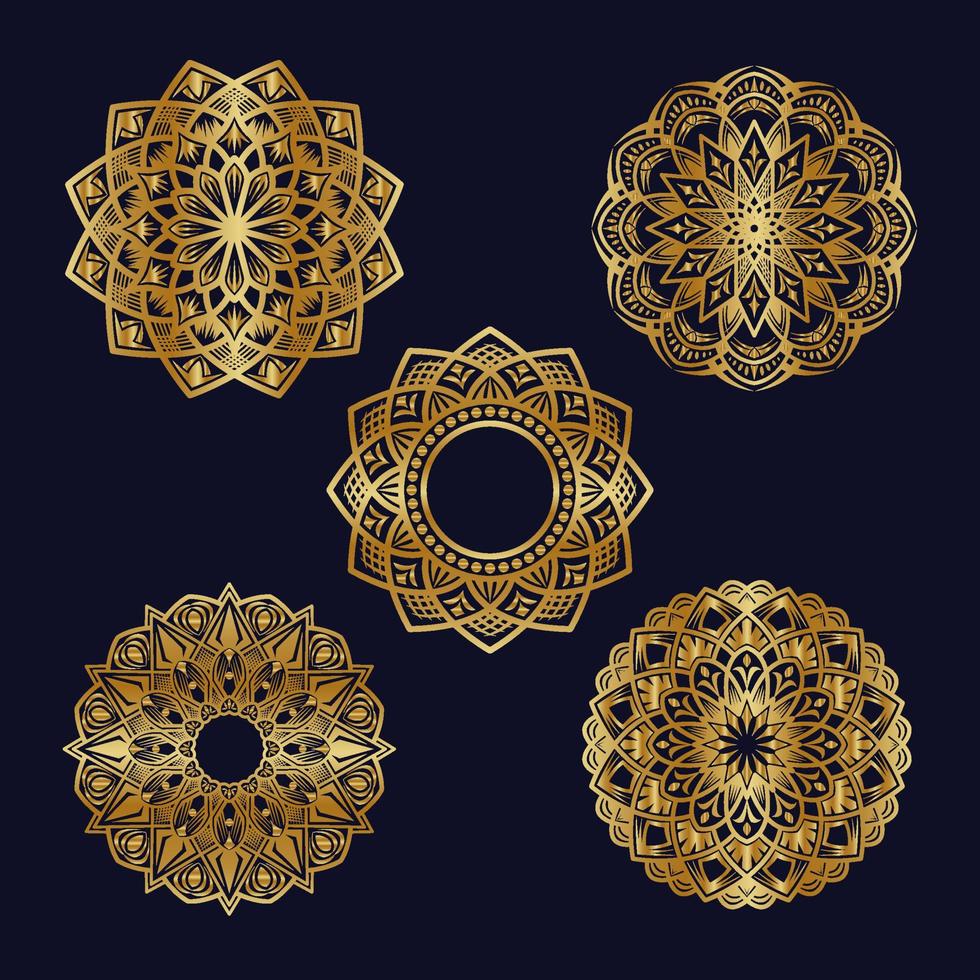 juego de mandala vectorial, decoración dorada vector