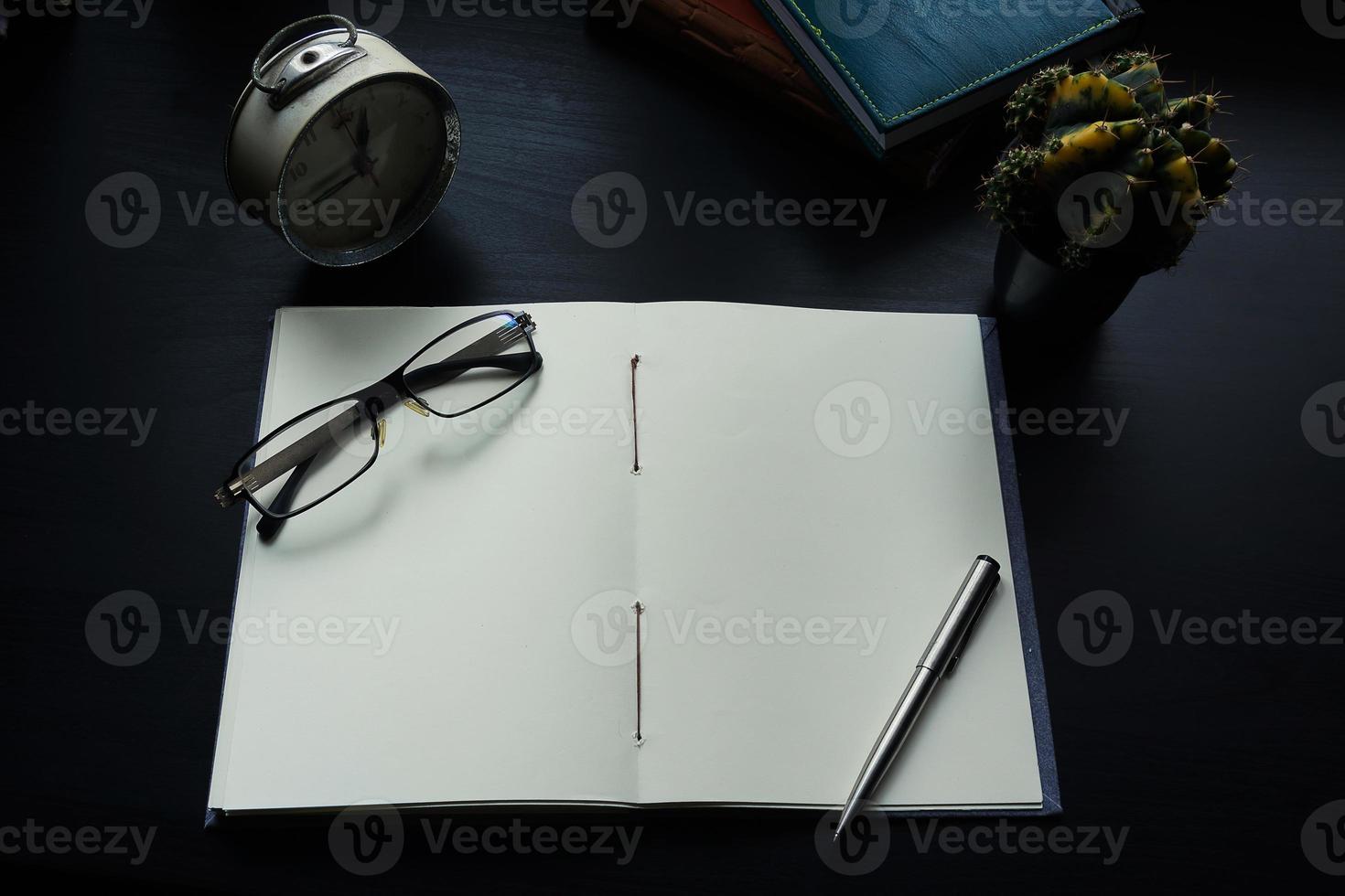 Notebook on the desk , Empty space on the notebook for Enter text or image photo