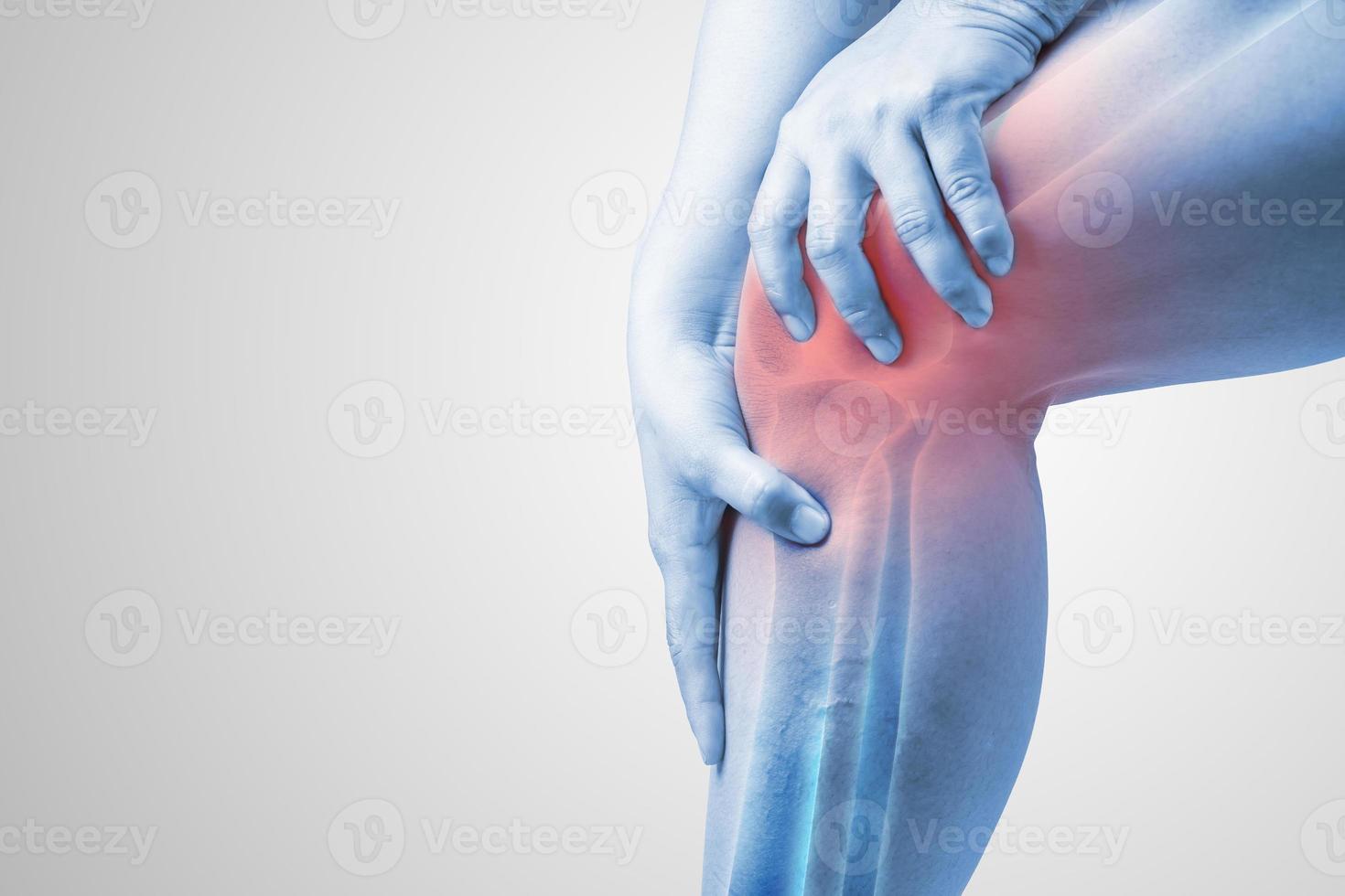 Human Knee Injury Knee Pain Joint Pain Medical Person Highlighting Black And White Tone On The Knee photo