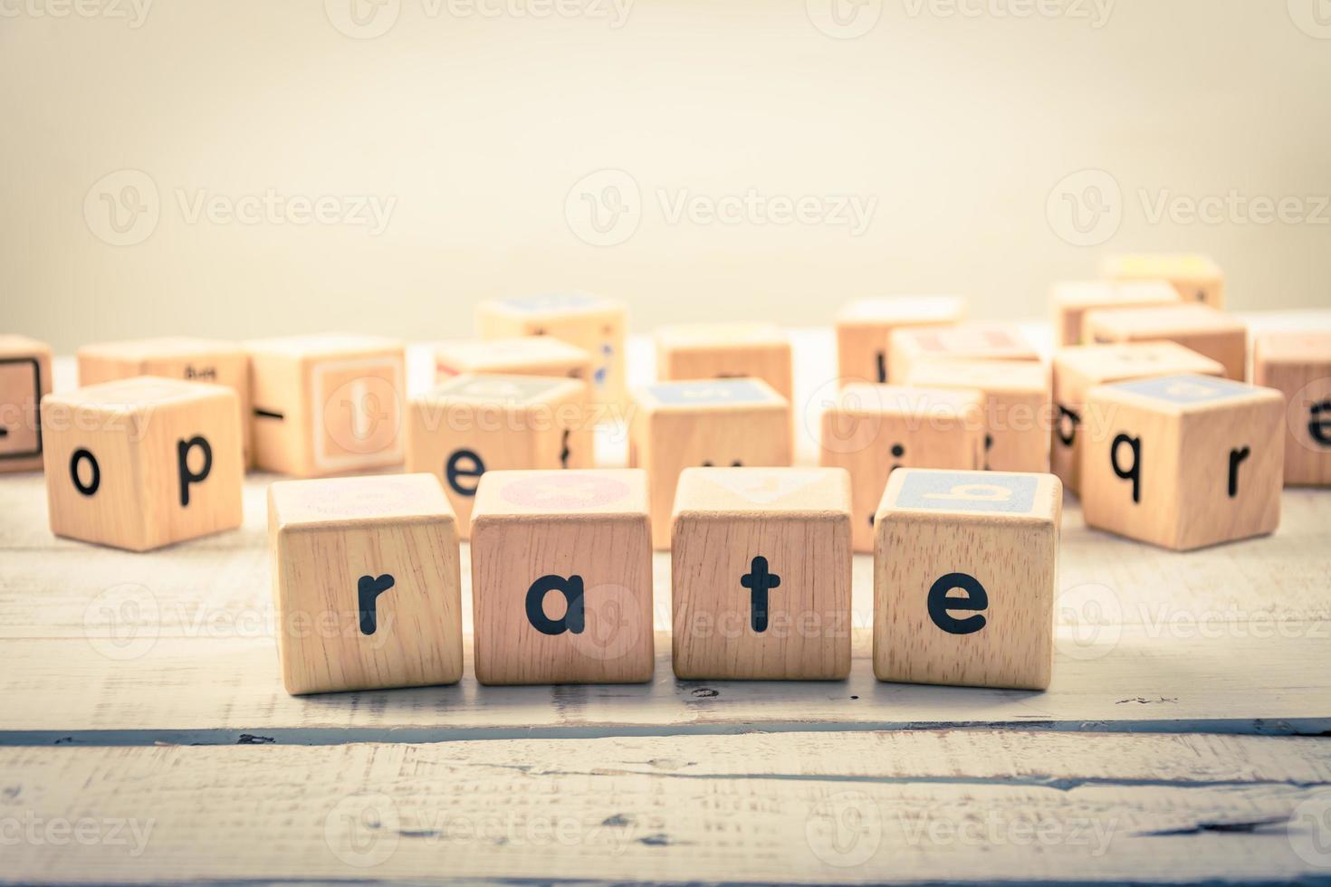 Word  rate wood Cubic on the wood photo