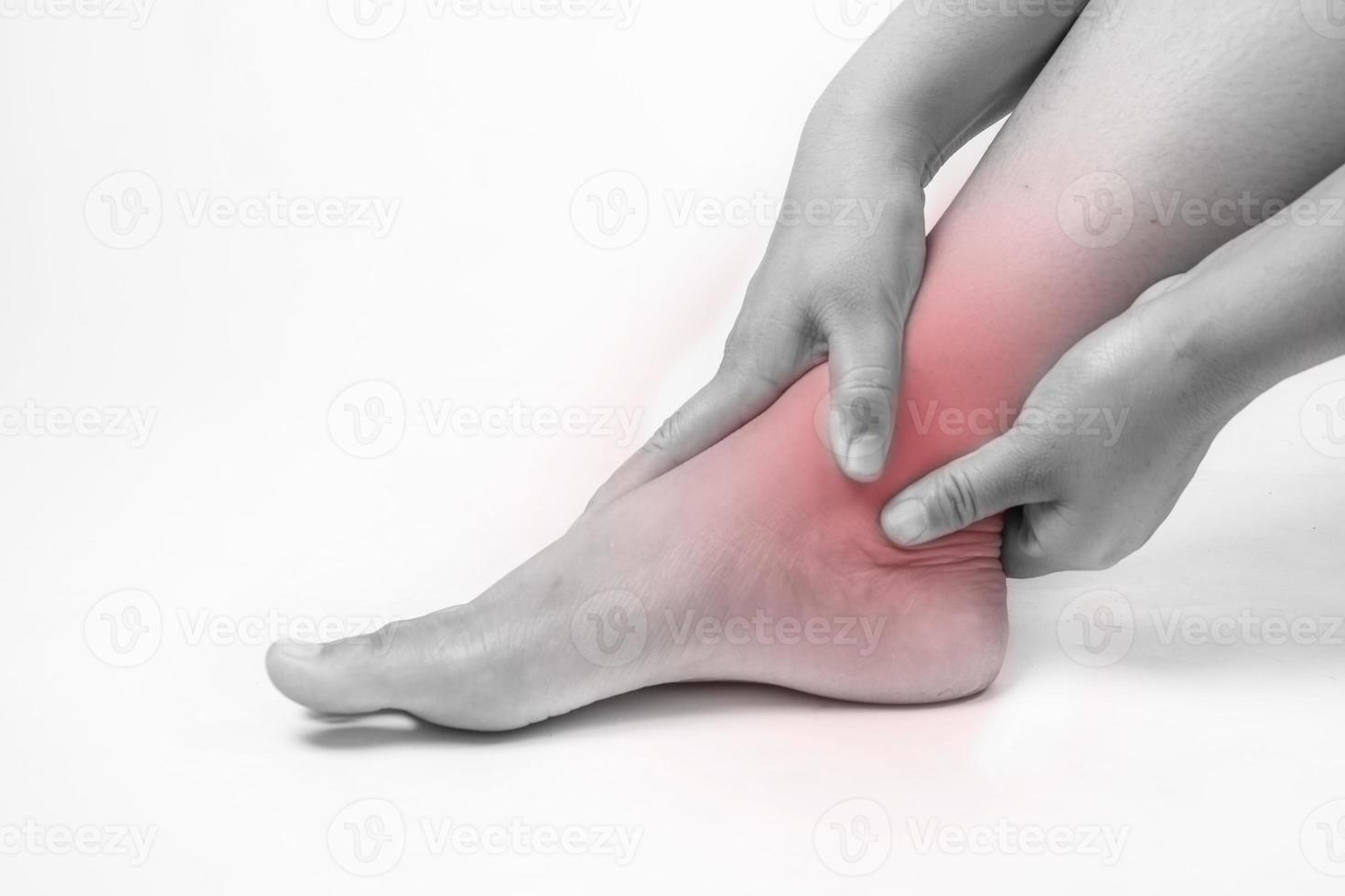 ankle injury in humans .ankle pain,joint pains people medical, mono tone highlight at ankle photo