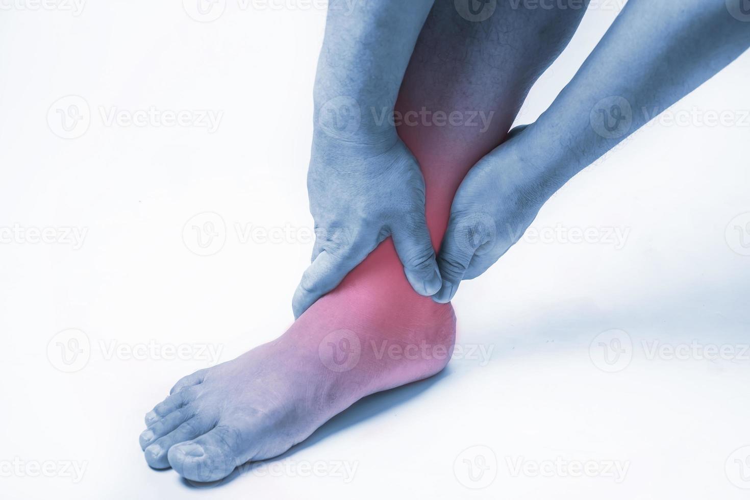 ankle injury in humans .ankle pain,joint pains people medical, mono tone highlight at ankle photo