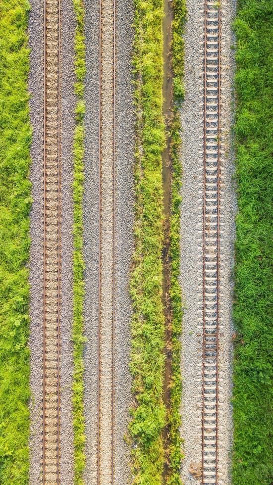 An aerial view of  Railroad tracks photo